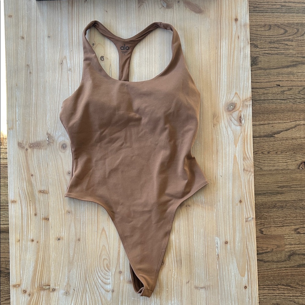 ALO Yoga Women's Tan bodysuit.